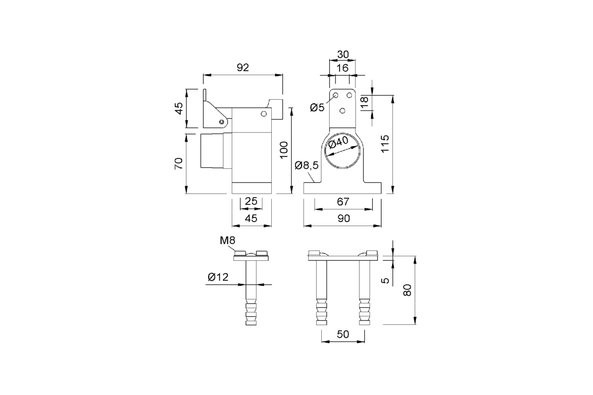 Product drawing KWS Door holder 1051