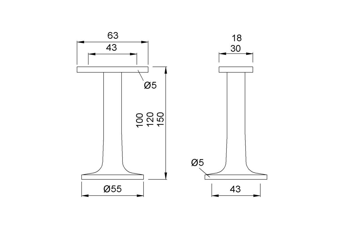 Product drawing KWS Partition support 4063 / 4163 / 4263 / 4064 / 4164 / 4264