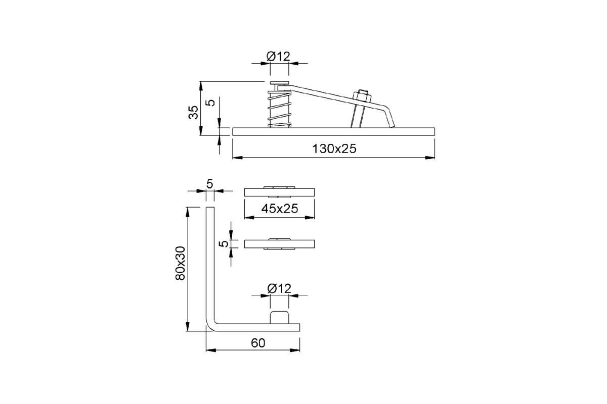 Product drawing KWS Pivot hinge 6206