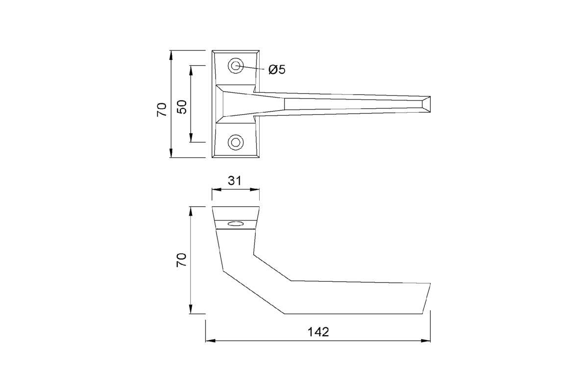 Produktzeichnung KWS Türdrücker 3427