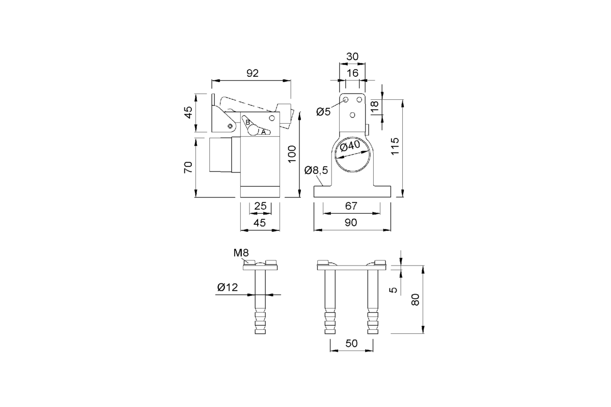 Product drawing KWS Door holder 1009