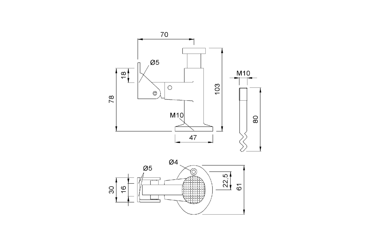 Product drawing KWS Door holder 1047