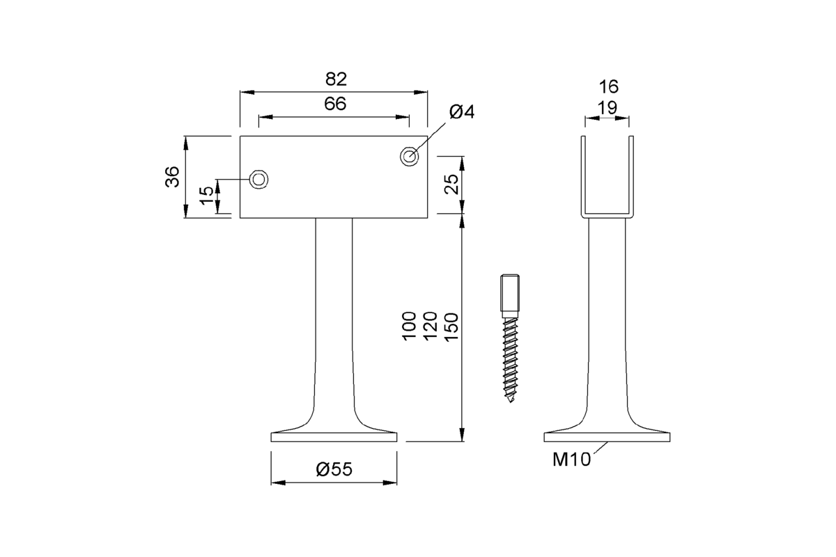 Product drawing KWS Partition support 4067 / 4167 / 4267 / 4068 / 4168 / 4268