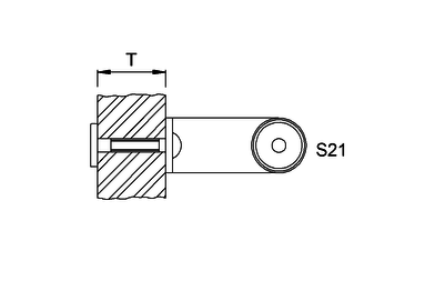 Product drawing KWS Fixing S21, 8A71 for Door handle