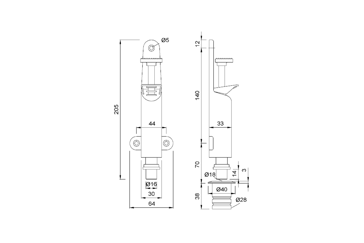 Product drawing KWS Door holder 1038