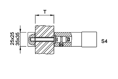 Product drawing KWS Fixing S4, 8B54 for Door handle