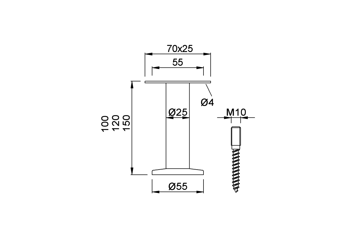 Product drawing KWS Partition support 4001 / 4003 / 4005
