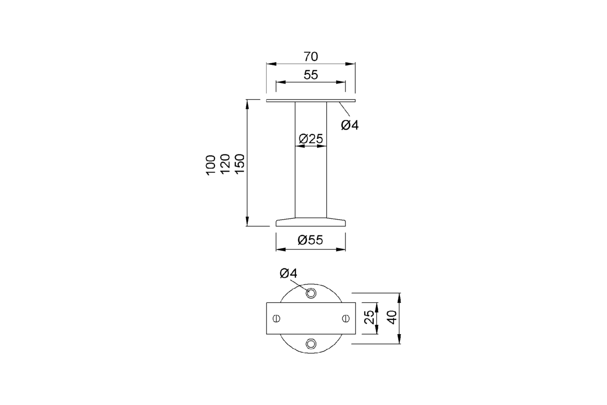 Product drawing KWS Partition support 4002 / 4004 / 4006