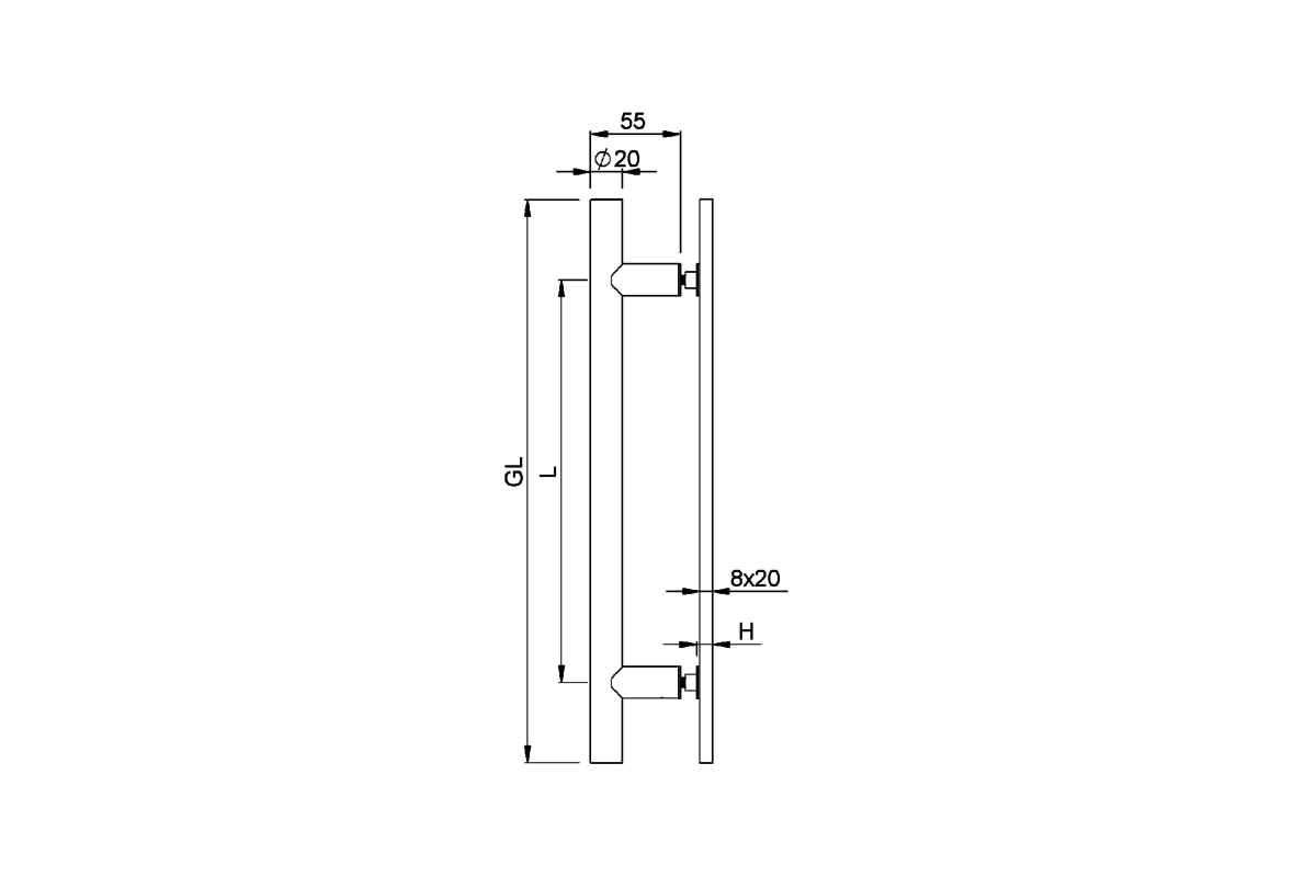 Product drawing KWS Pair of door handles 8146