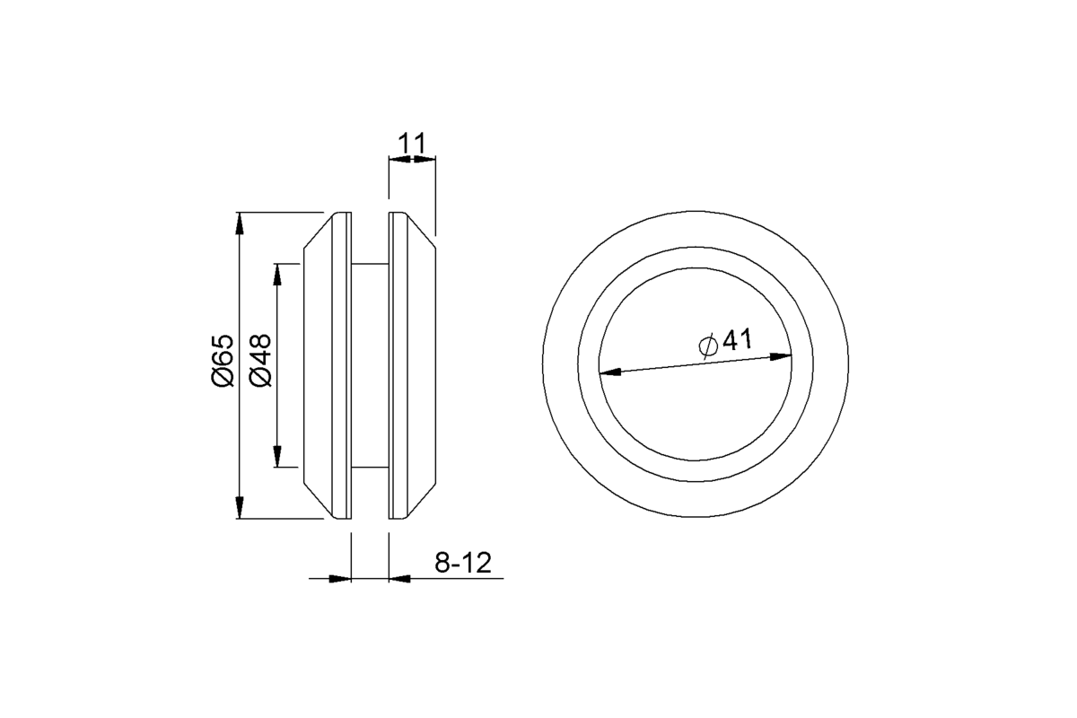 Product drawing KWS Flush pull set 5250