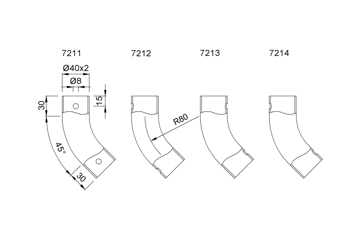 Product drawing KWS Tube 7211 / 7212 / 7213 / 7214