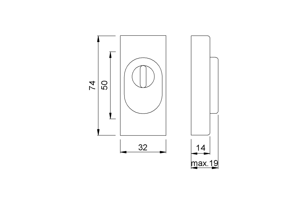 Product drawing KWS Sliding rosette 3461