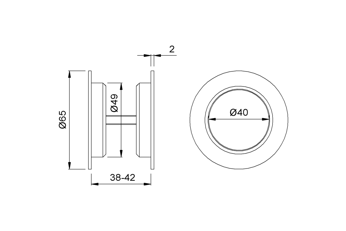 Product drawing KWS Flush pull set 5251