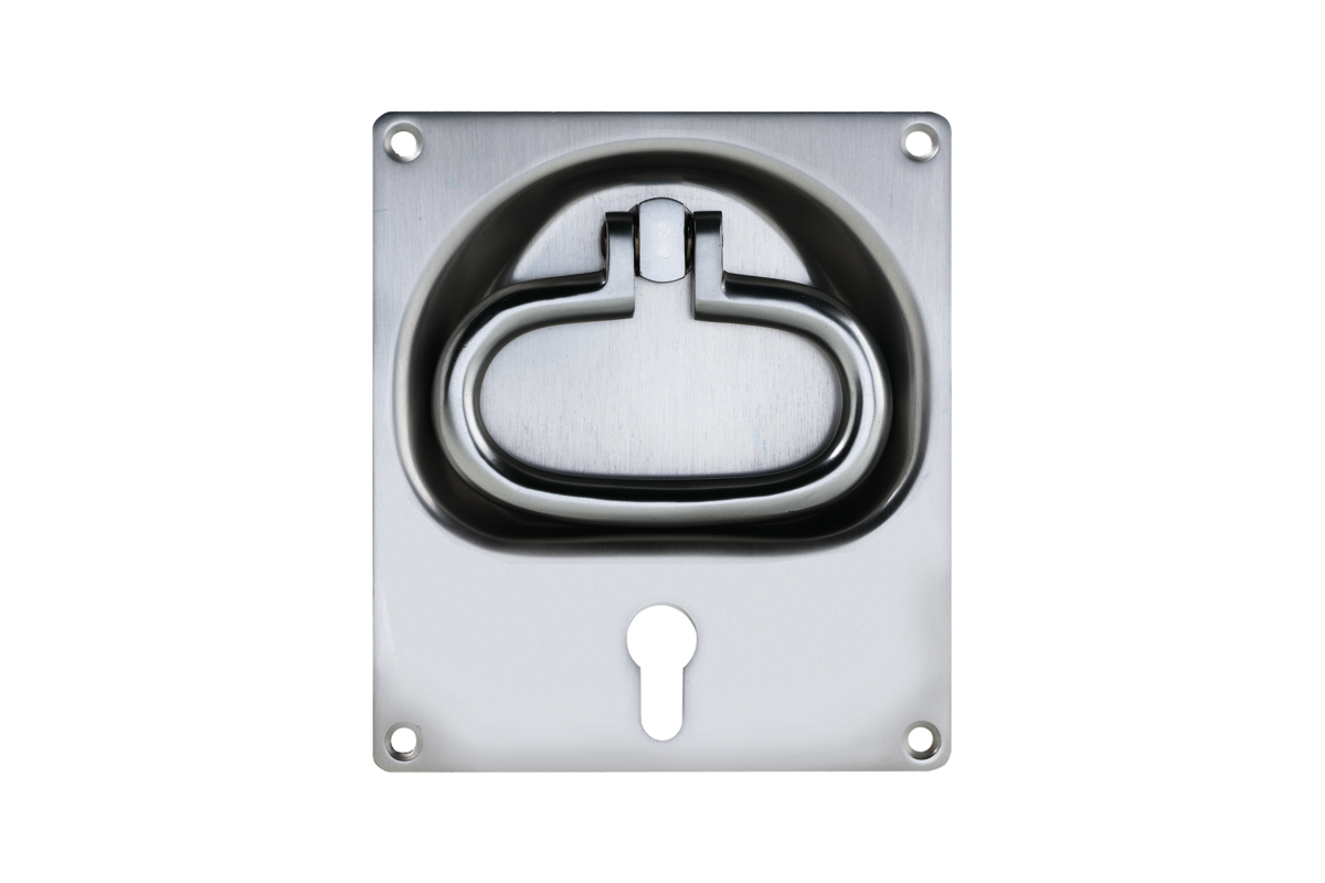 KWS Flush handle 5164 in finish 31 (aluminium, KWS 1 silver anodised) with 92 mm PZ keyway