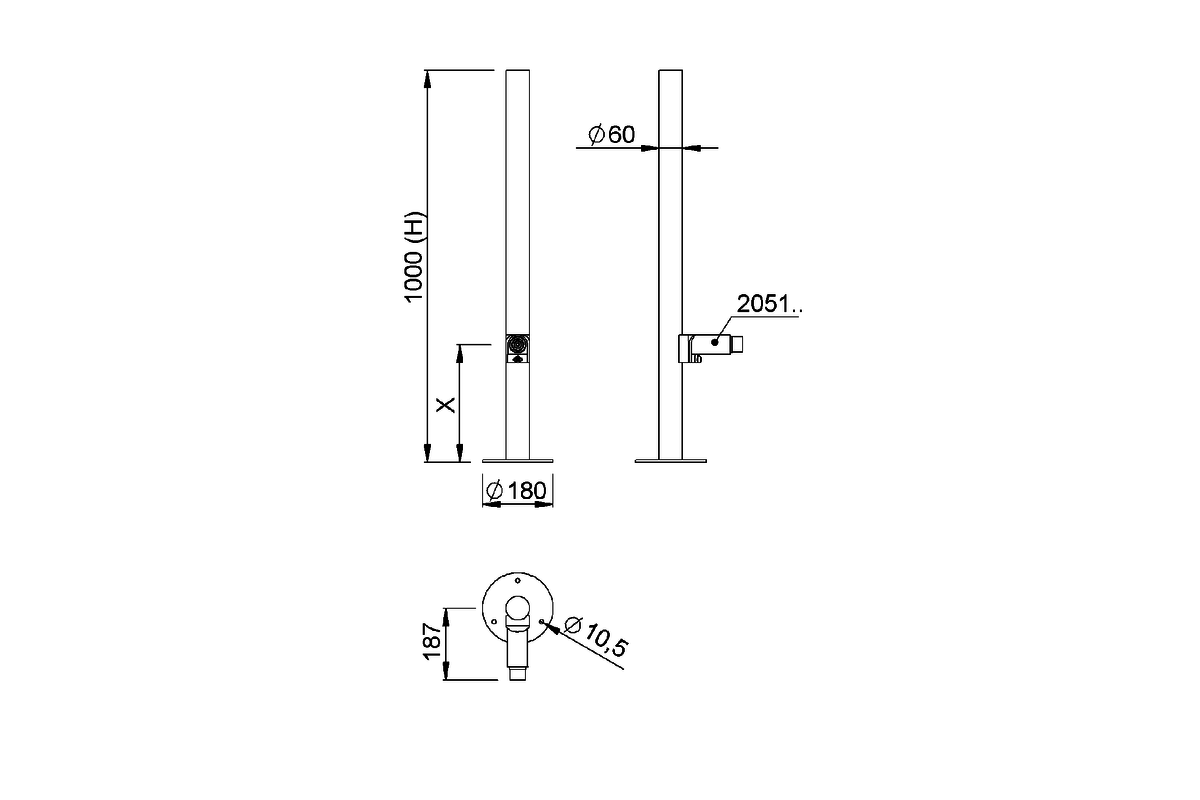 Product drawing KWS Post and door buffer 2921
