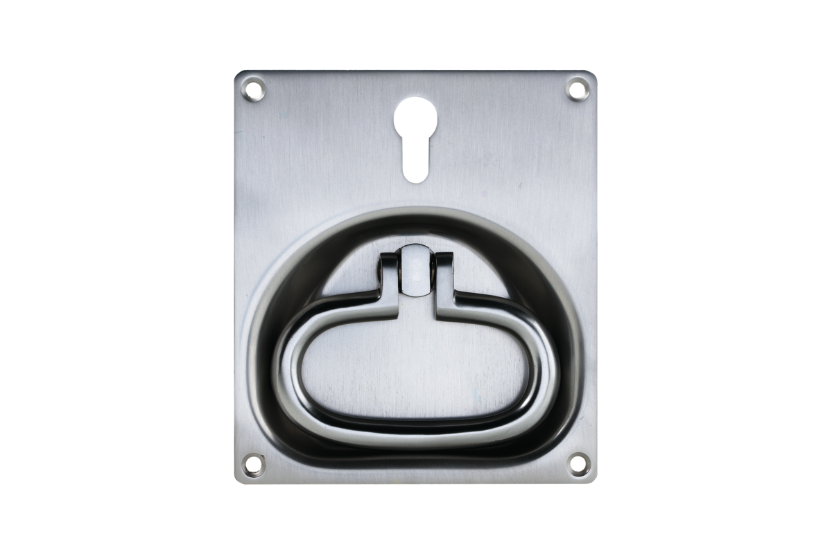KWS Flush handle 5160 in finish 31 (aluminium, KWS 1 silver anodised) with 60 mm PZ keyway