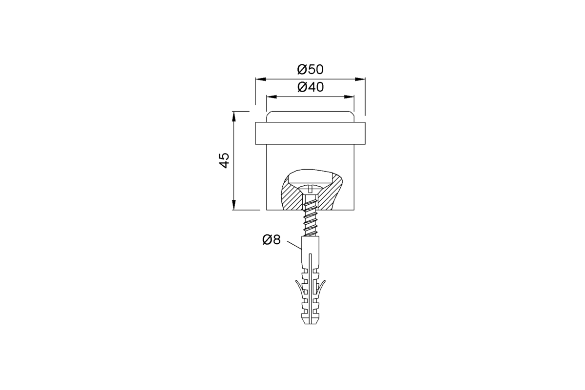 Product drawing KWS Door buffer 2095