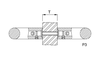 Product drawing KWS Fixing P3, 8A03 / 8B03 for Pair of door handles