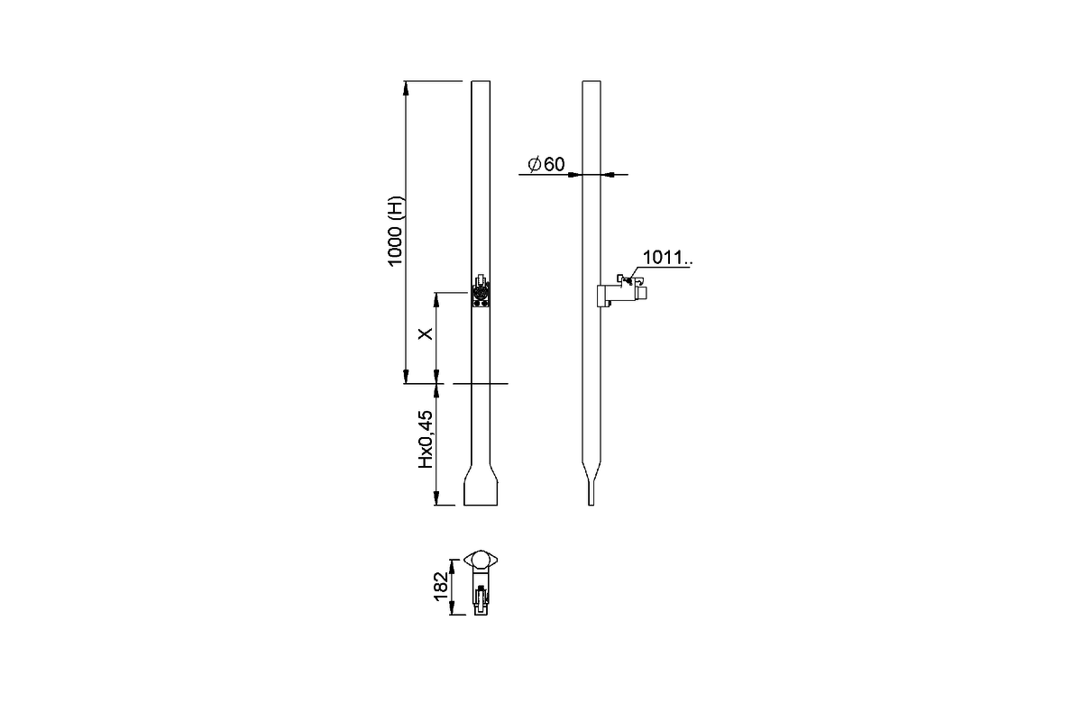 Product drawing KWS Post and door holder 1910