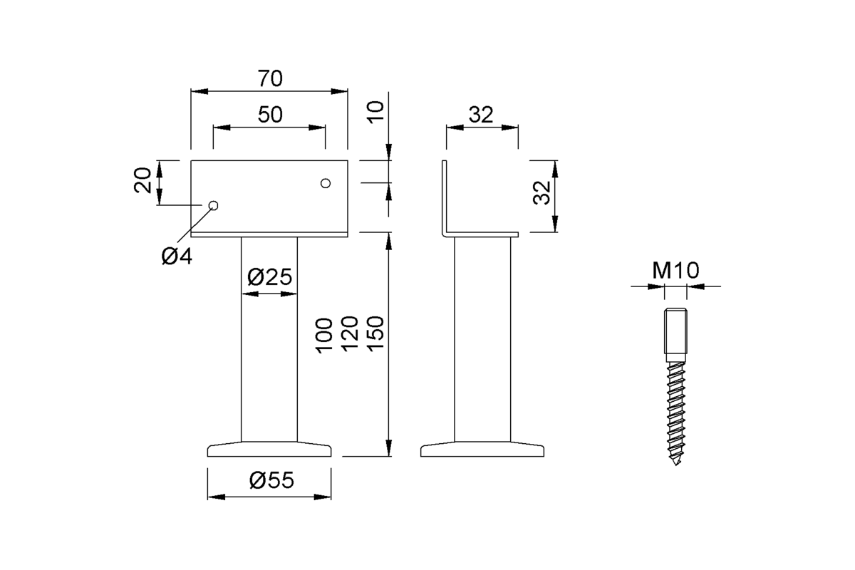 Product drawing KWS Partition support 4009 / 4011 / 4013