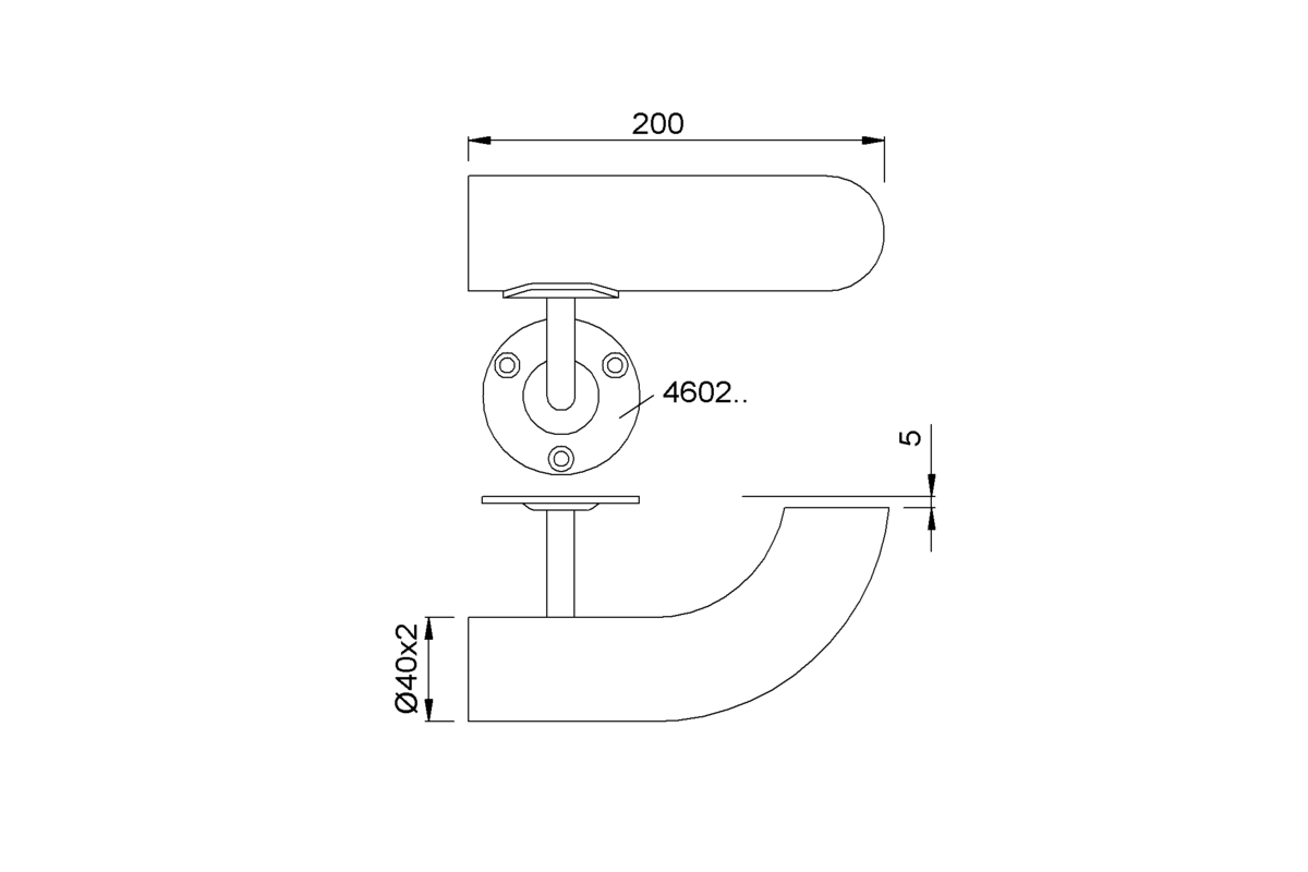 Product drawing KWS Handrail support 4621