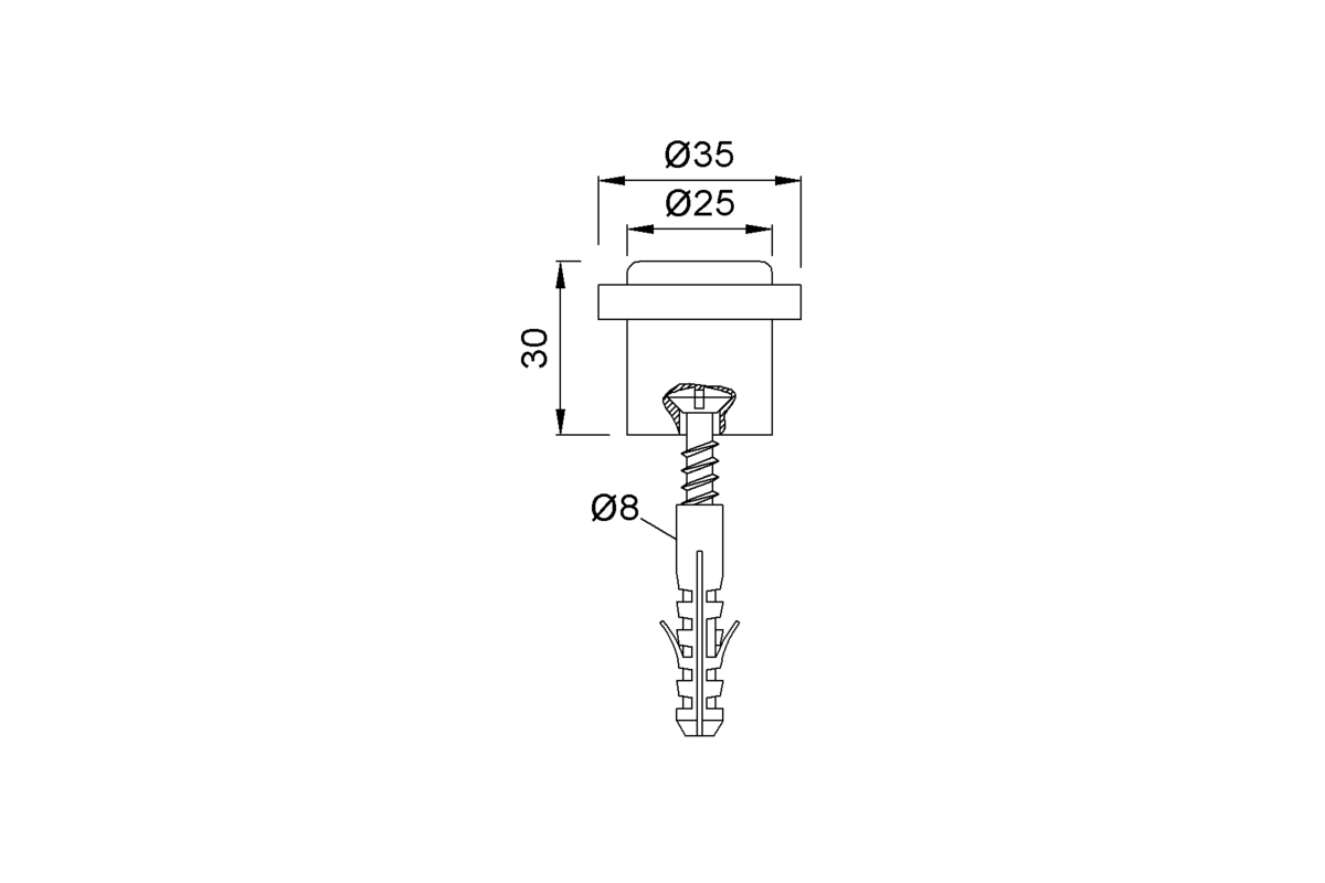 Product drawing KWS Door buffer 2097