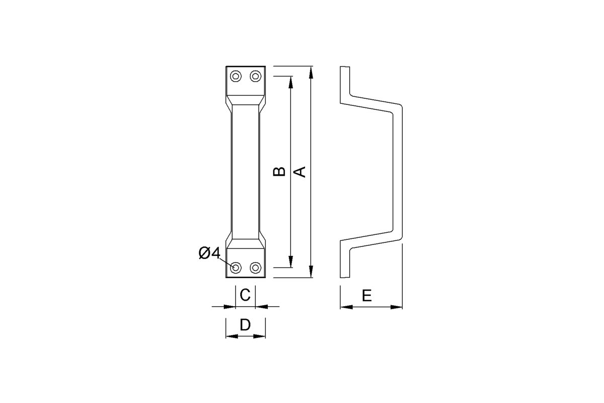 Product drawing KWS Pull handle 5312 / 5313 / 5314