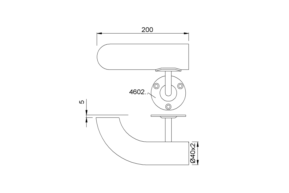 Product drawing KWS Handrail support 4622