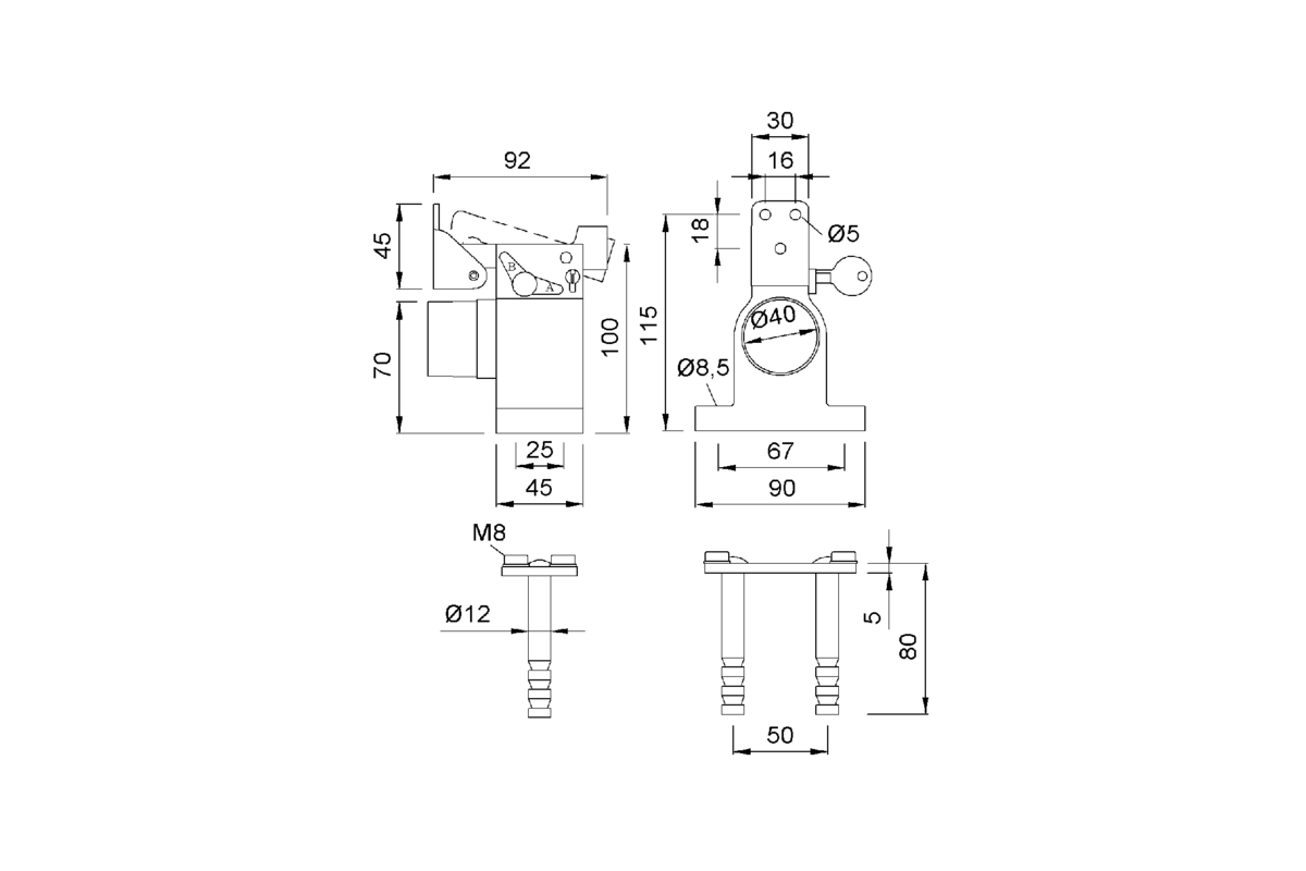 Product drawing KWS Door holder 1091