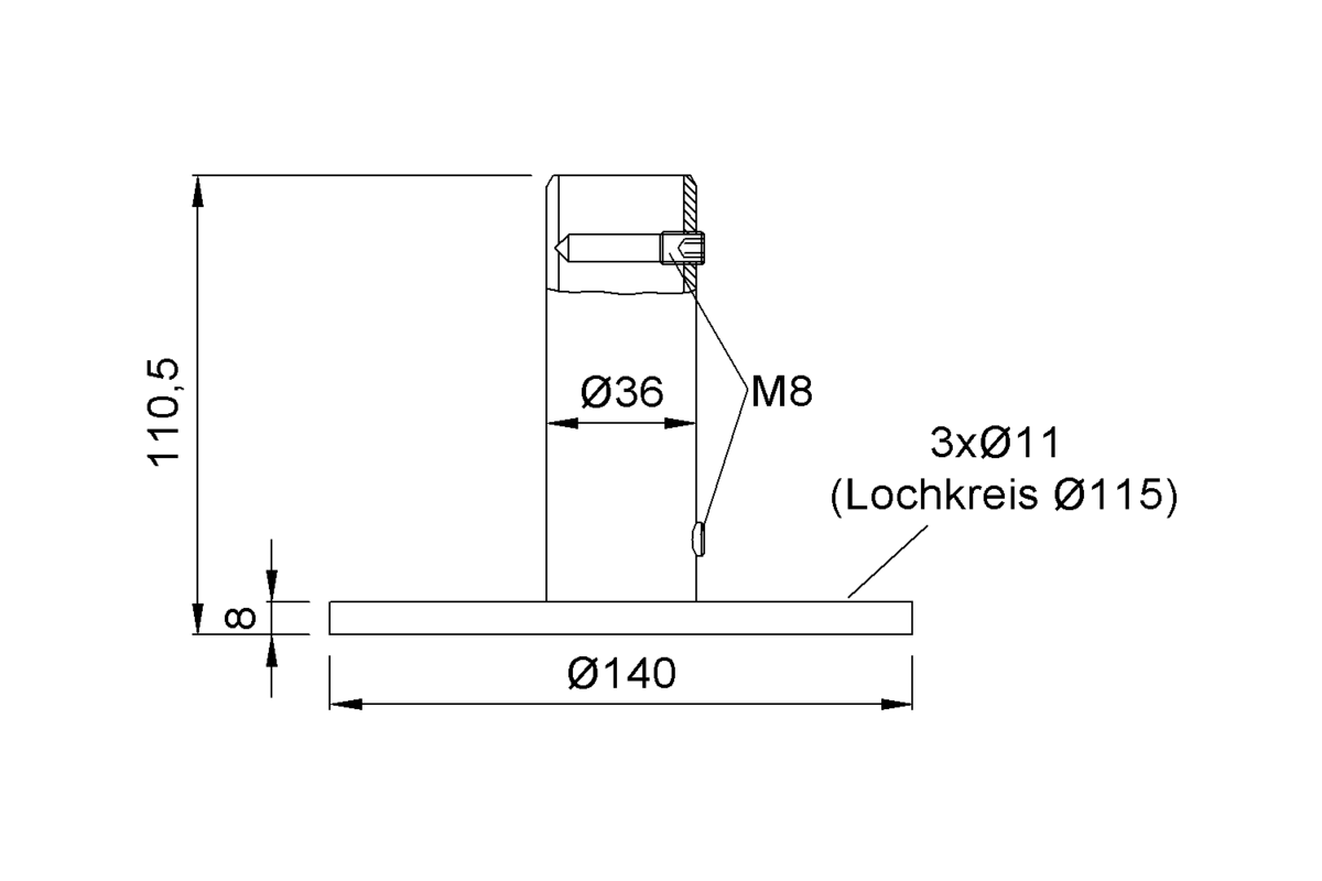 Produktzeichnung KWS Bodenrosette 7067