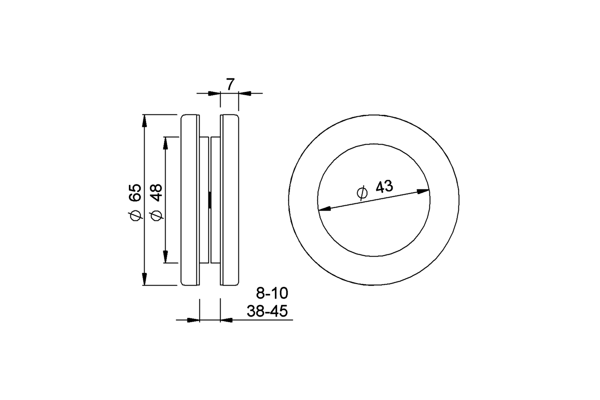 Product drawing KWS Flush pull set 5252