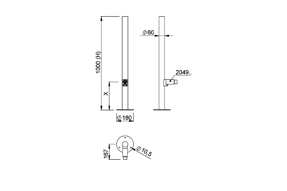 Product drawing KWS Post and door buffer 2920