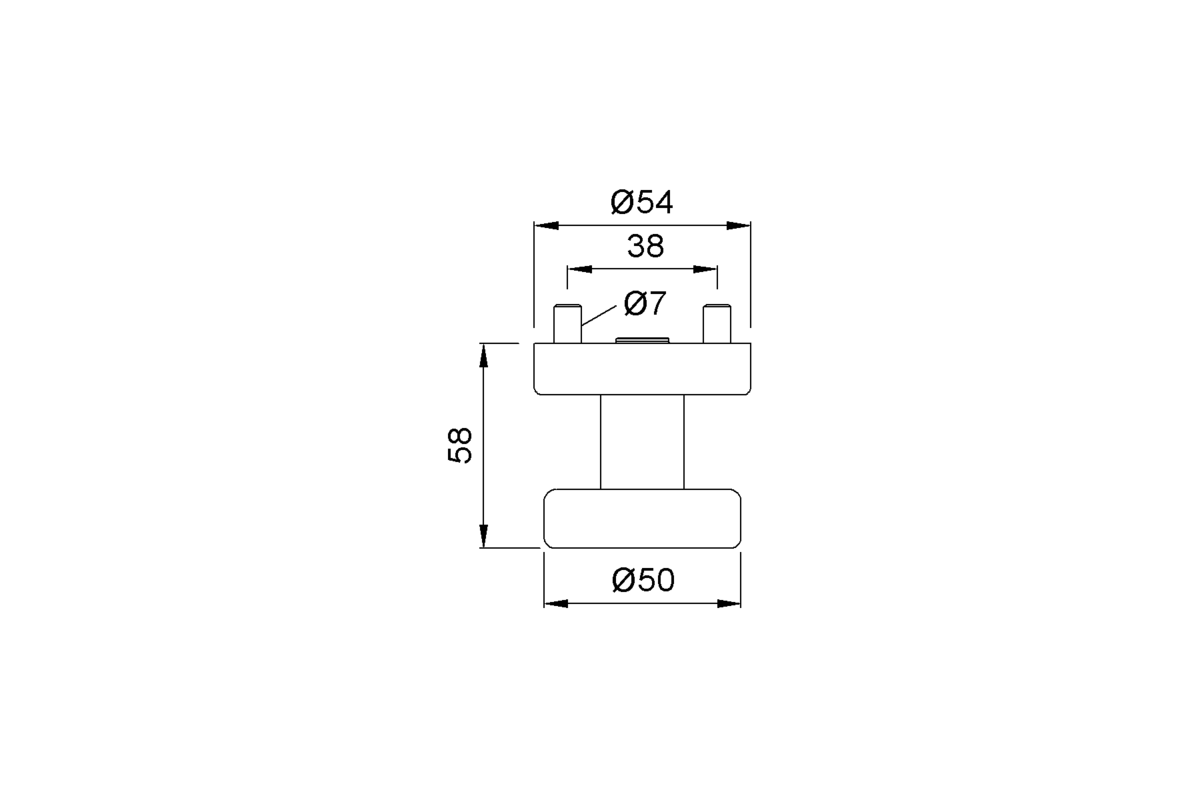 Product drawing KWS Lever handle 3H