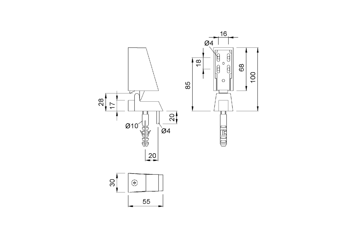 Product drawing KWS Door holder 1013