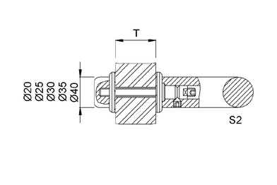 Product drawing KWS Fixing S2, 8A52 / 8B52 for Door handle