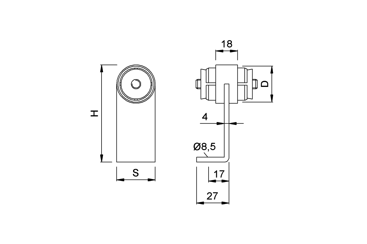 Product drawing KWS Mid support 8713 / 8038 / 8393 / 8303 / 8039 / 8H93 / 8H03