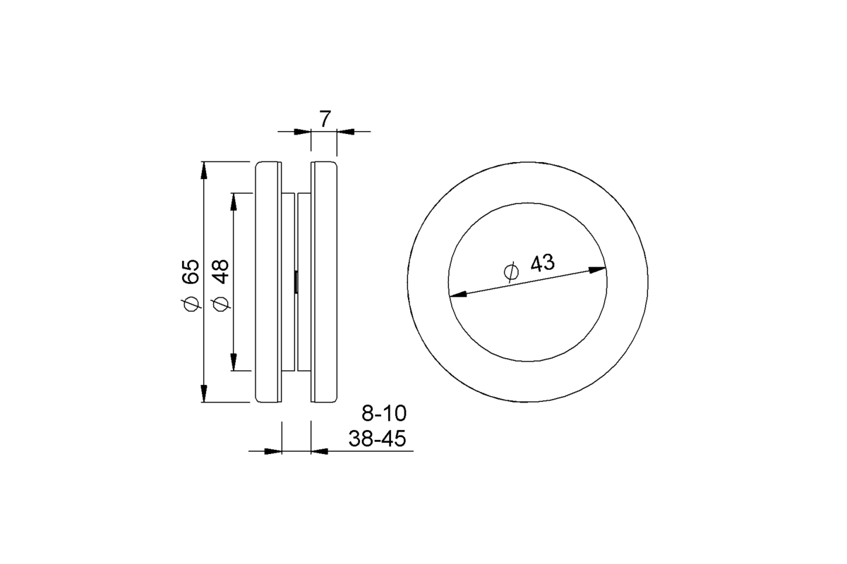 Product drawing KWS Flush pull set 5252