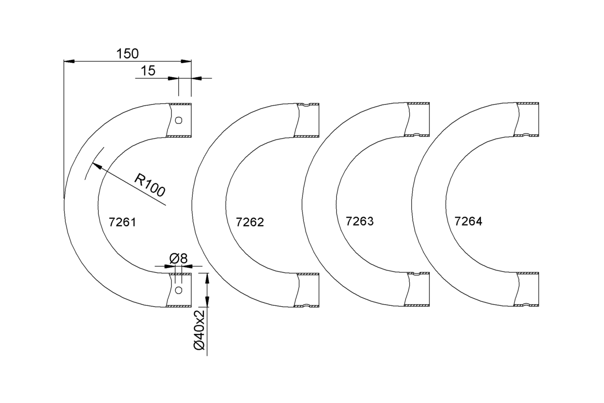 Product drawing KWS Tube 7261 / 7262 / 7263 / 7264