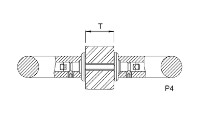 Product drawing KWS Fixing P4, 8A04 / 8B04 for Pair of door handles