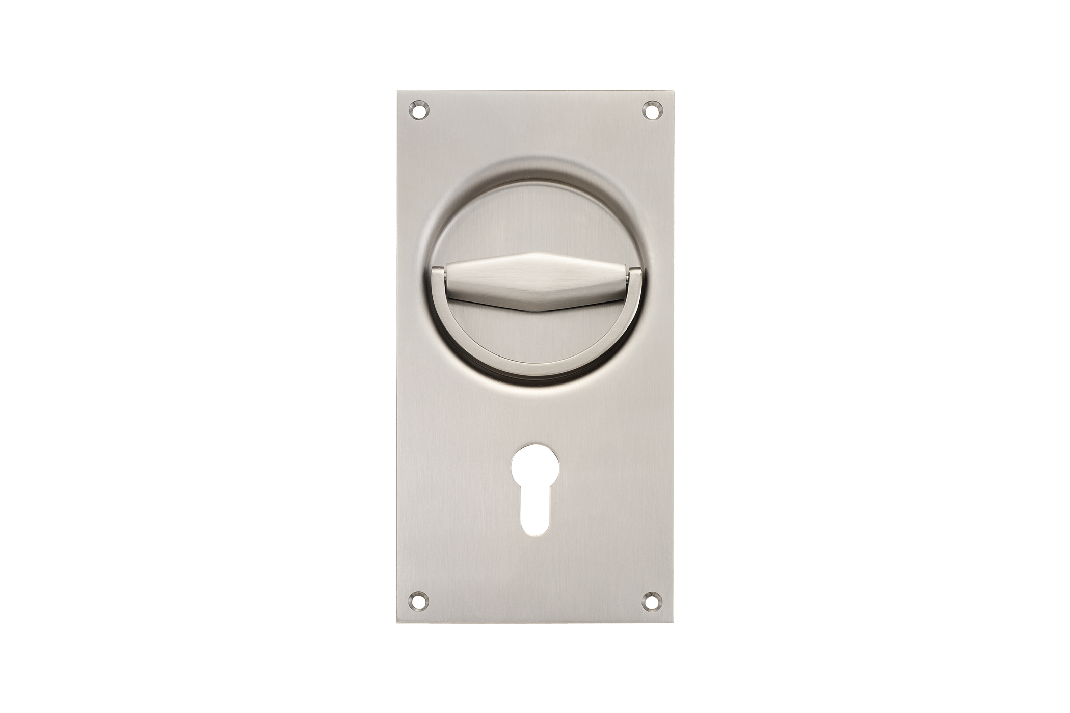 KWS Flush handle 5004 in finish 31 (aluminium, KWS 1 silver anodised) mit 72 mm PZ keyway