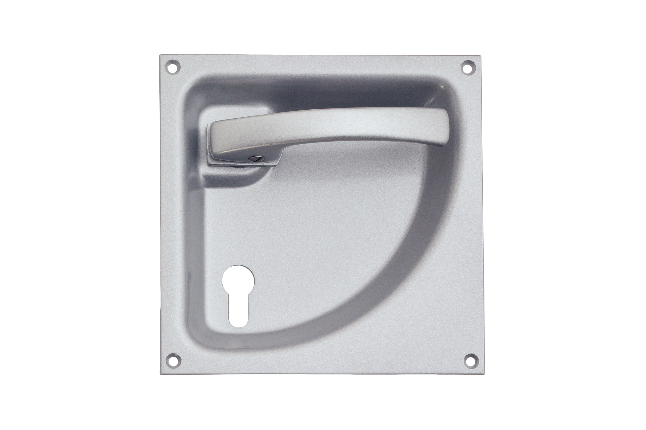 KWS Flush handle 5061 in finish 02 (steel/aluminium, silver stove-enamelled) for right-opening door with 72 mm PZ keyway