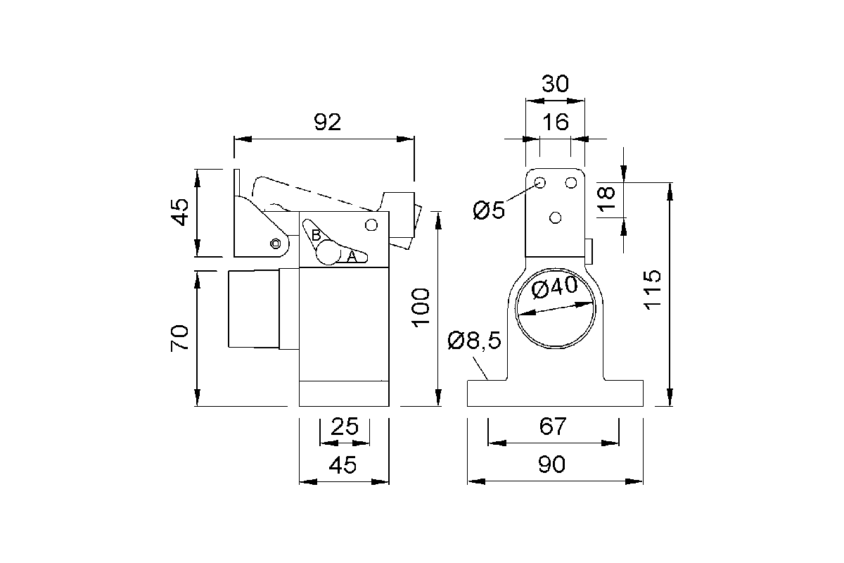 Product drawing KWS Door holder 1010