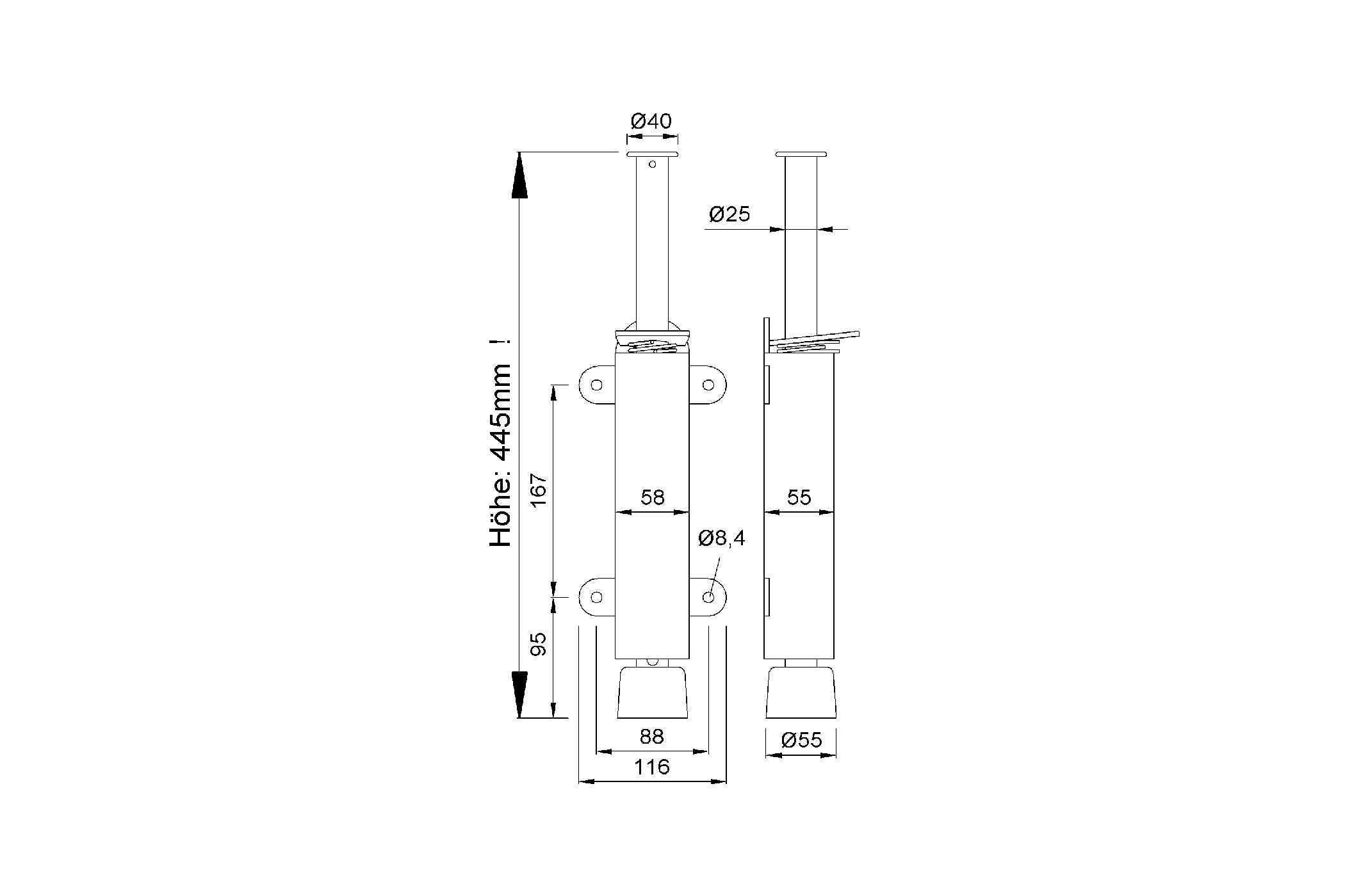 Product drawing KWS Door holder 1043