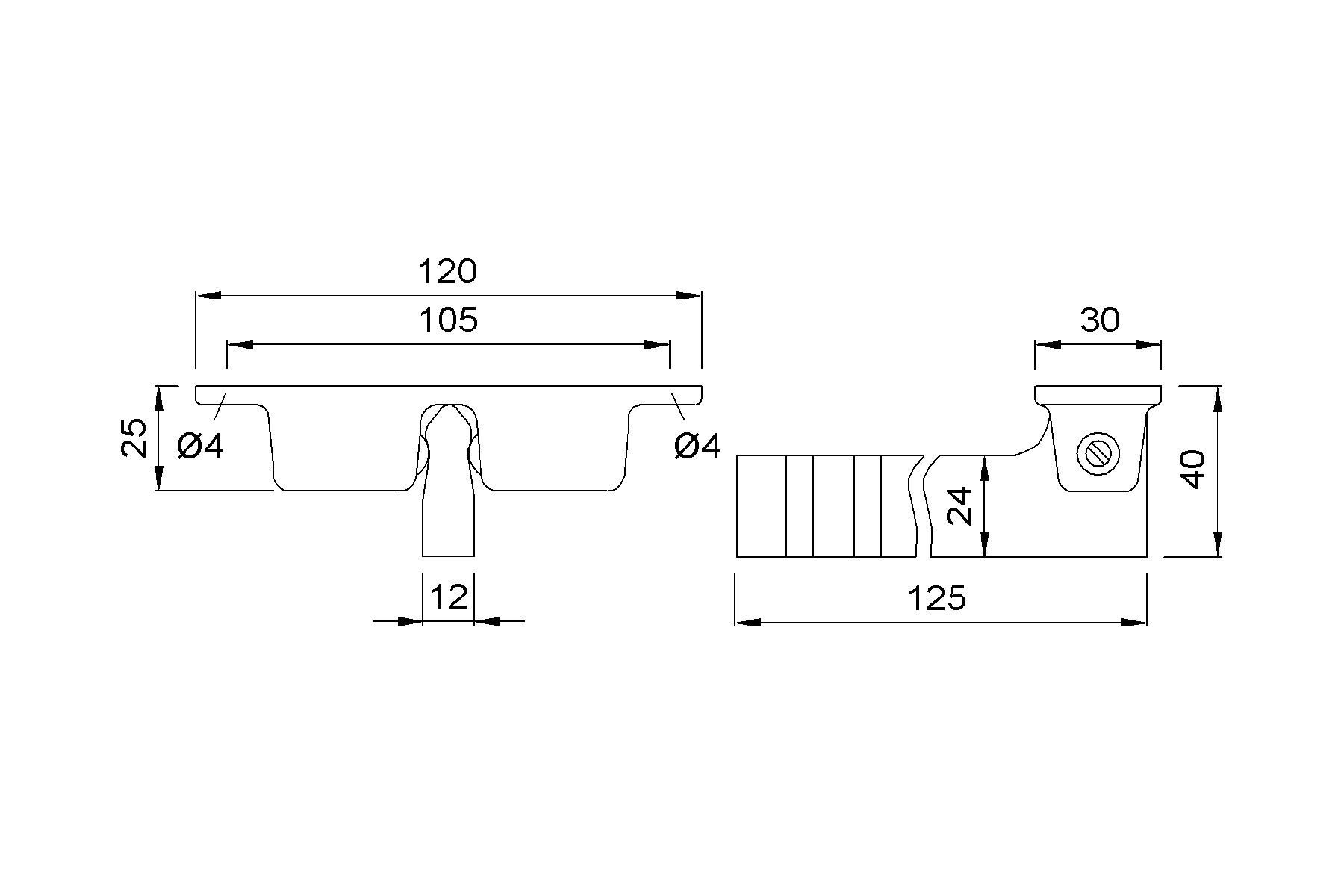 Product drawing KWS Door holder 1057