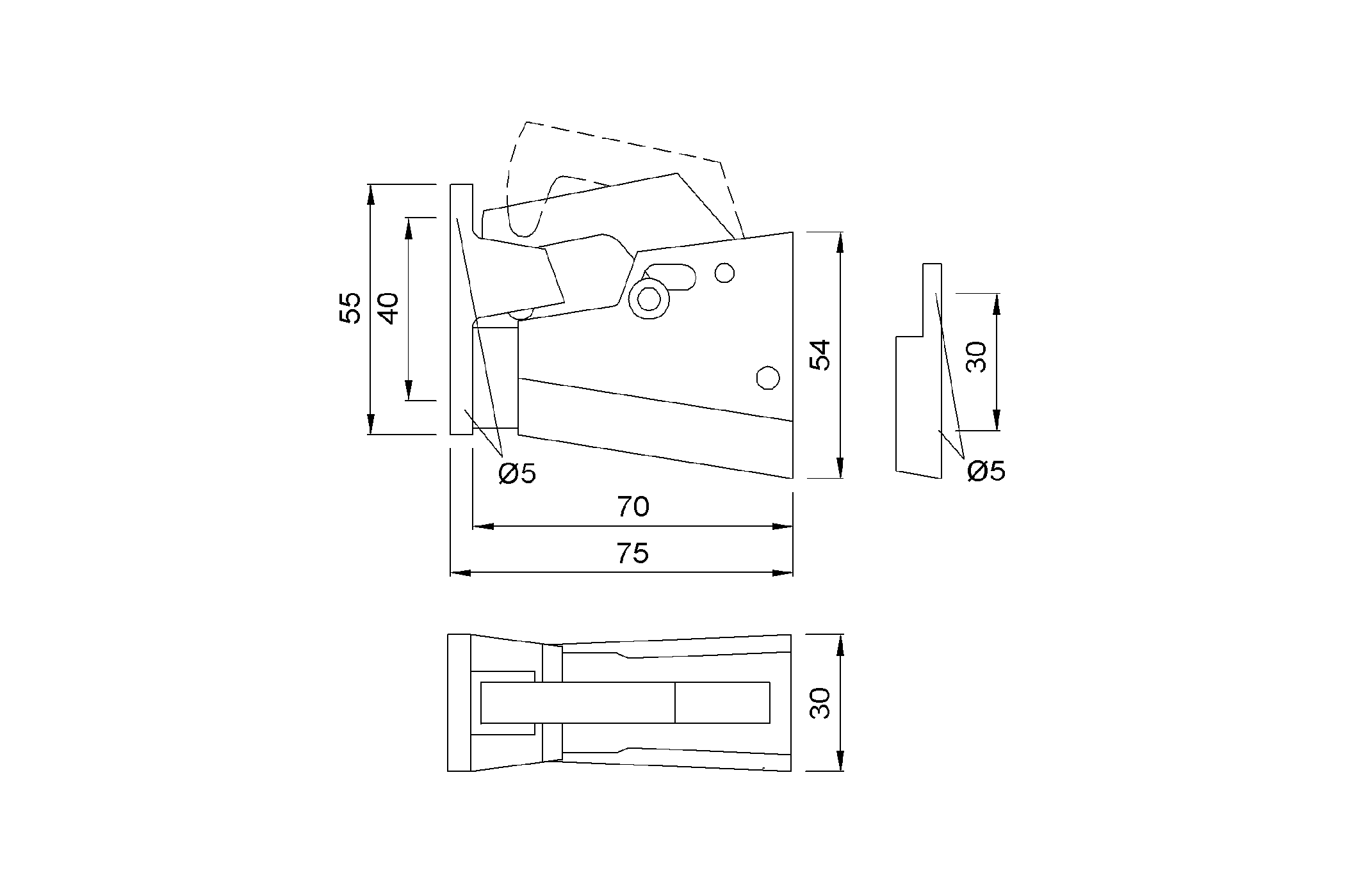 Product drawing KWS Door holder 1061