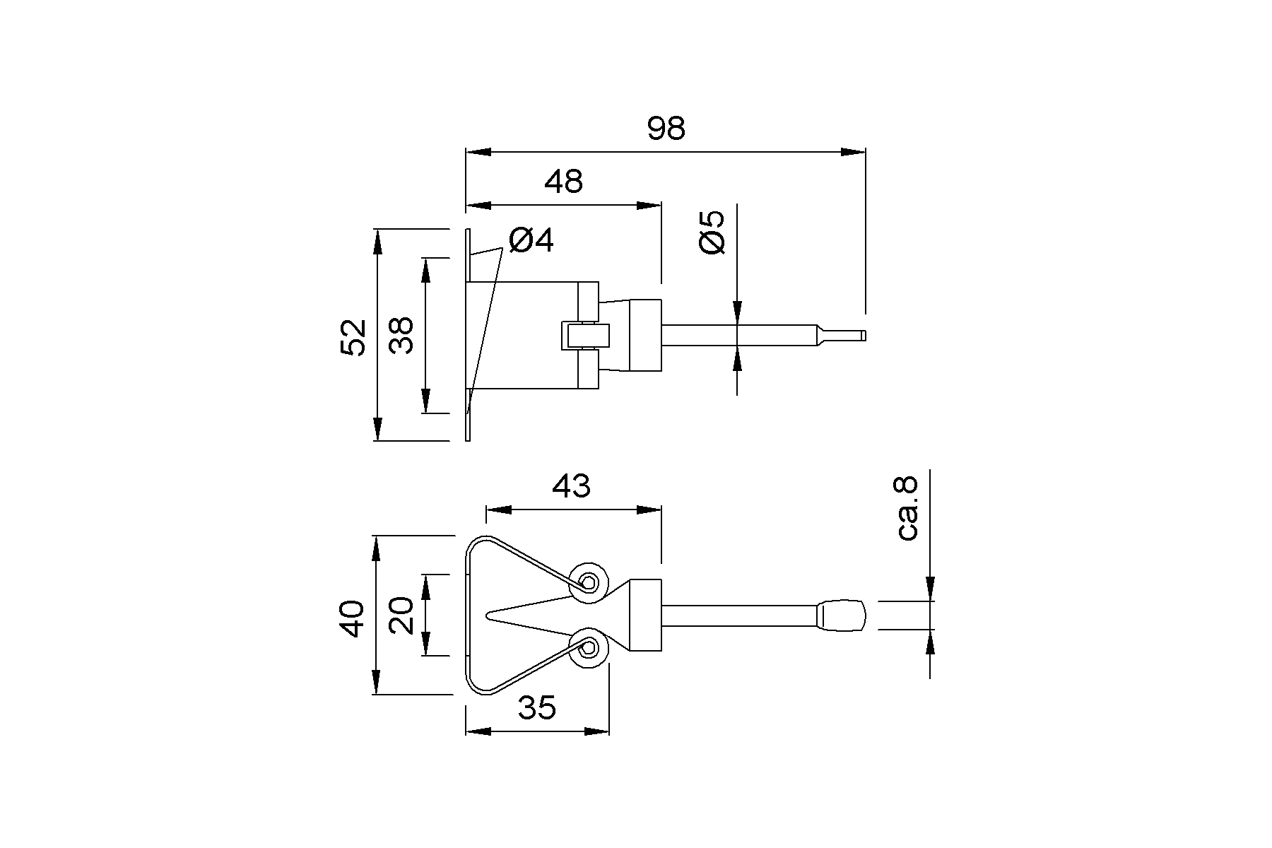 Product drawing KWS Door holder 1063