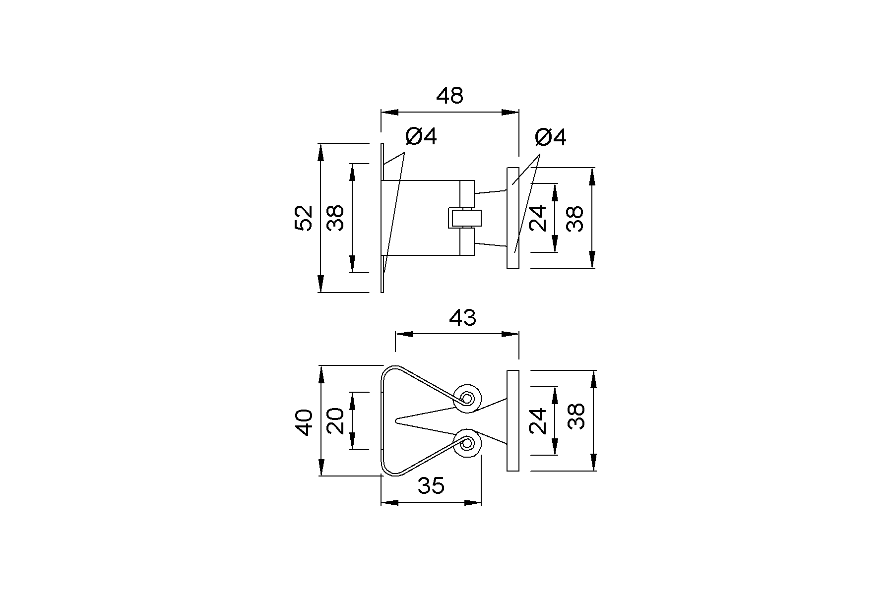 Product drawing KWS Door holder 1064