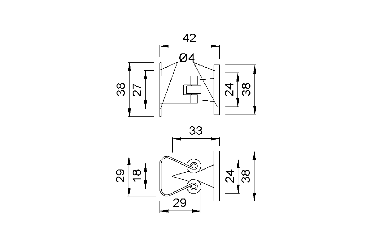 Product drawing KWS Door holder 1066