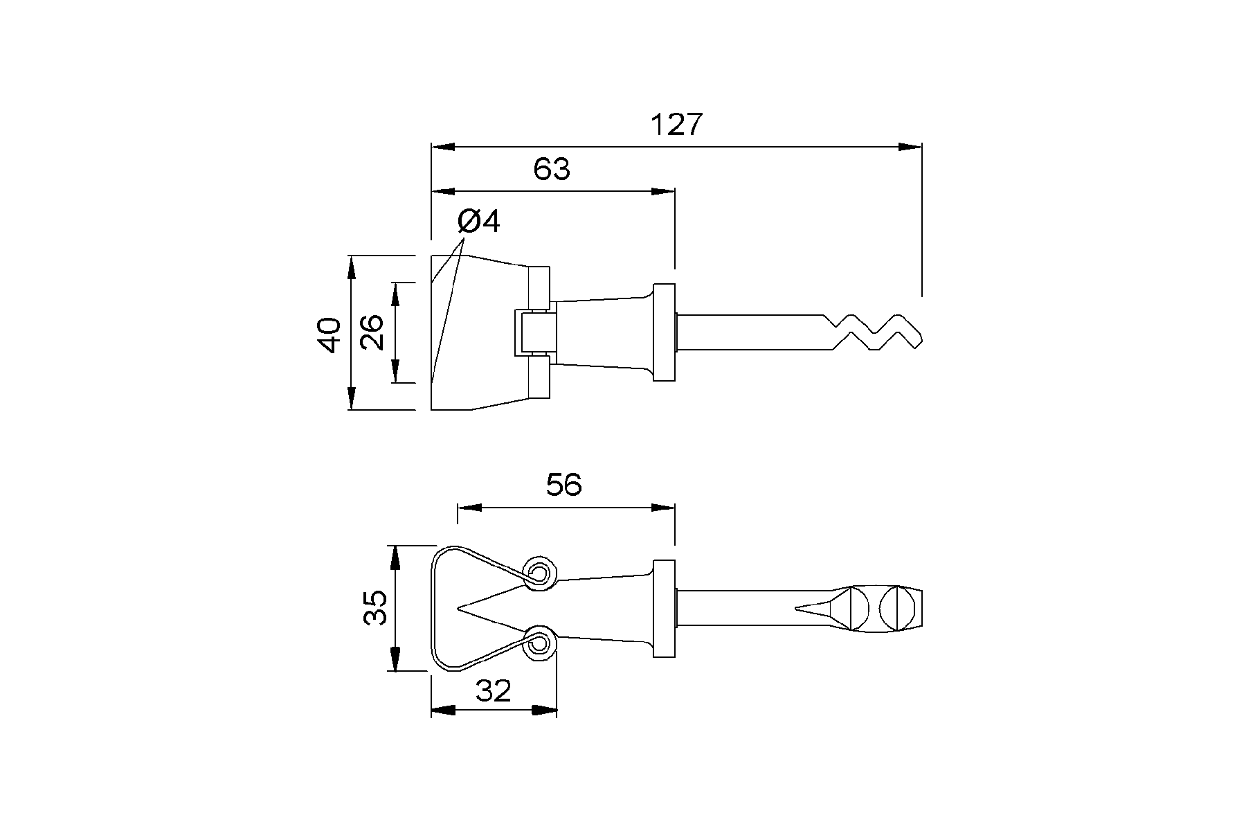 Product drawing KWS Door holder 1067