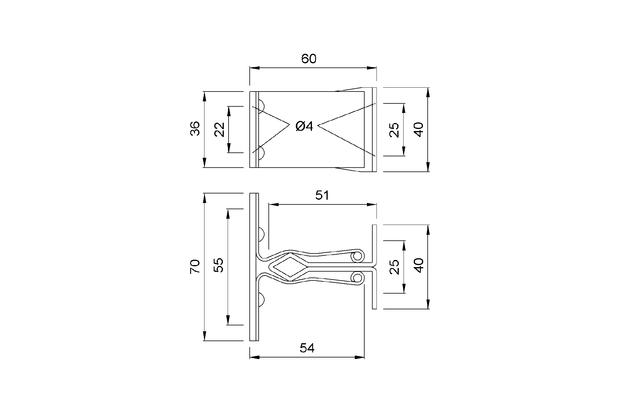 Product drawing KWS Door holder 1072